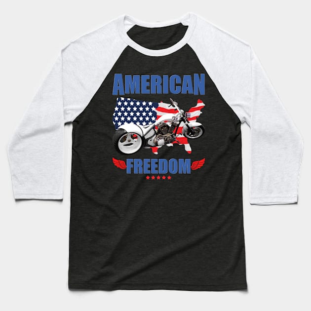 American Freedom, Motorcycle , Biker, Motorcycle Gift, Motor Bike, Motor Sport, Bike, Motorcycle Gift Idea, Motor Bike Gift Idea Baseball T-Shirt by DESIGN SPOTLIGHT